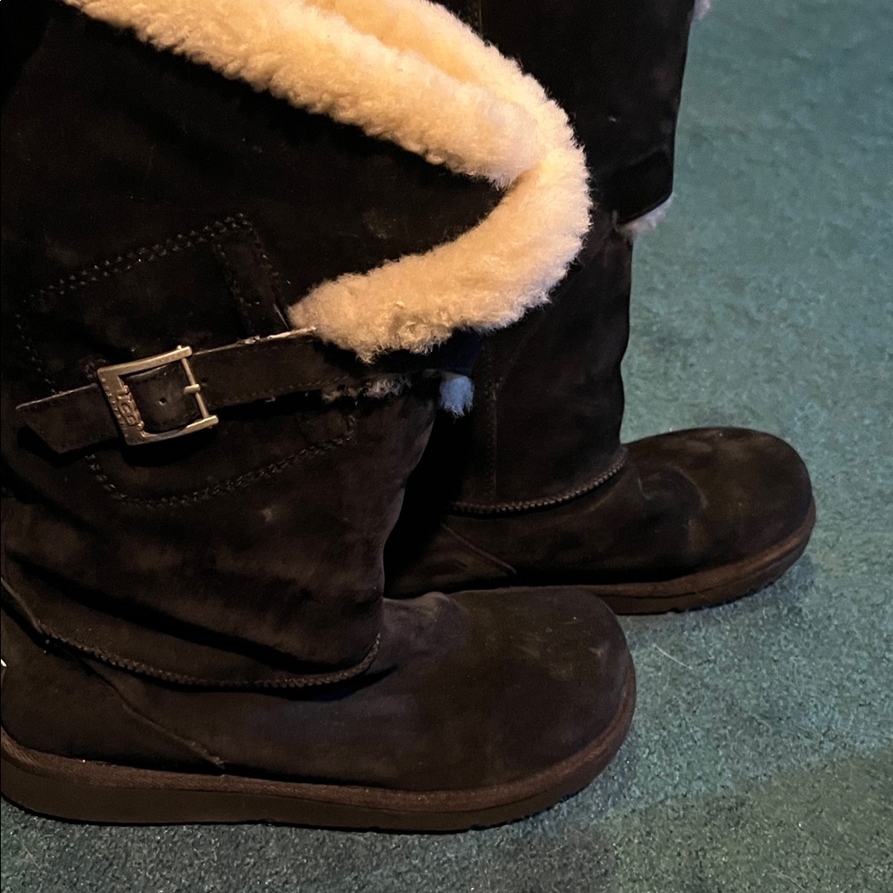UGG Black Suede Boots with silver Accents
